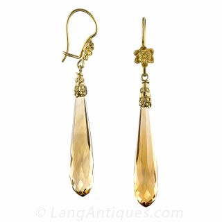 Long Citrine Briolette Dangles