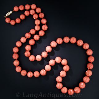 Long Coral Bead Necklace