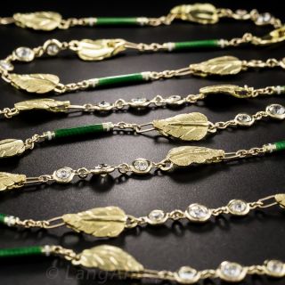 Long Diamond and Enamel Necklace