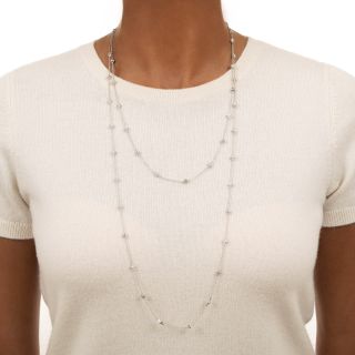 Long Diamond Station Chain Necklace