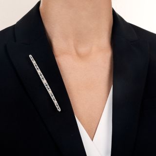 Long Edwardian Natural Pearl and Diamond Bar Pin