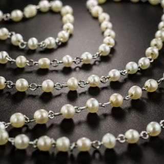 Long Edwardian Natural Pearl and Platinum Chain - 2