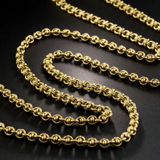 Long French 18K Gold Fancy Link Chain - 2