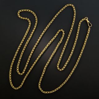 Long French 18K Gold Fancy Link Chain