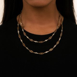 Long French Diamond Chain Necklace 