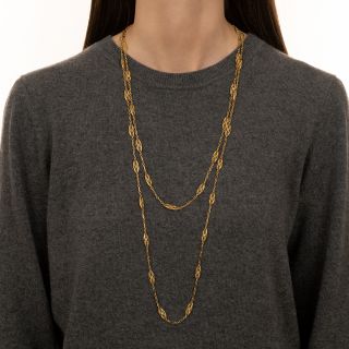 Long French Navette-Shaped Link Chain
