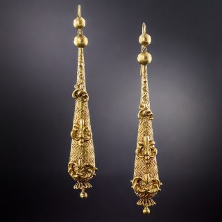 Long Georgian Pinchbeck Earrings - 2