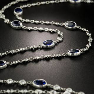 Long Platinum, Sapphire and Diamond Chain