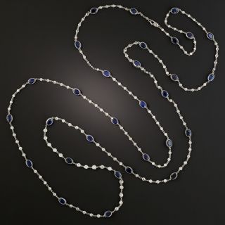 Long Platinum, Sapphire and Diamond Chain - 3