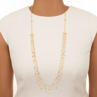 Long Triple Diamonds-by-the-Yard Necklace