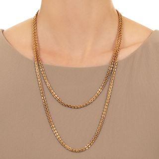 Long Victorian Chain Necklace, 44 1/2 Inches