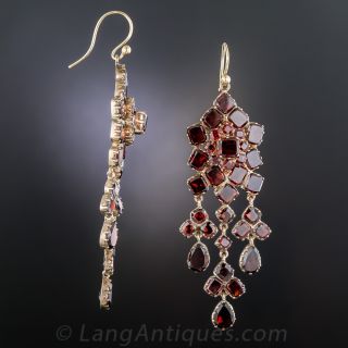 Long Victorian Garnet Chandelier Earrings