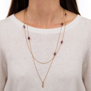 Long Vintage Amethyst Chain