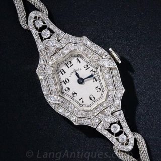 Longines Antique Diamond Ladies Watch w/ Platinum Mesh Bracelet