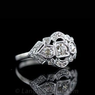 Low Profile Early 20th Century Diamond Dinner Ring