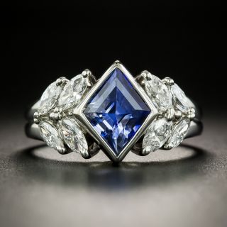 Estate Kite Shaped 2.53 Carat Sapphire and Diamond Ring - 2