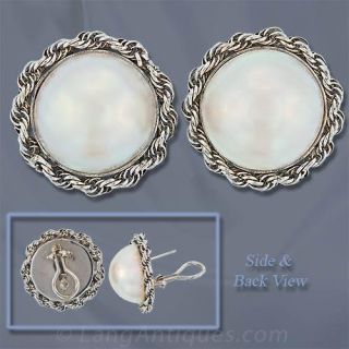 Estate Mabe Pearl Earrings