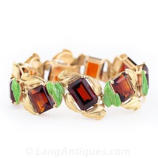 Madeira Citrine Enamel Bracelet and Earrings
