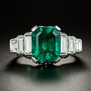 Magnificent Art Deco 4.43 Carat Emerald and Diamond Ring - GIA Minor Enhancement - 2