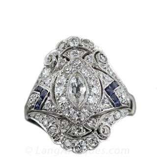 Magnificent Edwardian/Deco Marquise Diamond Wedding Set /Combo