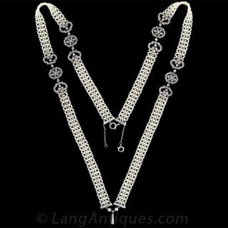 Magnificent French Art Deco Diamond and Natural Pearl Sautoir