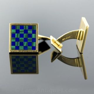 Malachite and Lapis Checkerboard Cufflinks