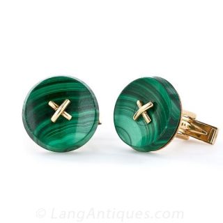 Malachite Button Cufflinks