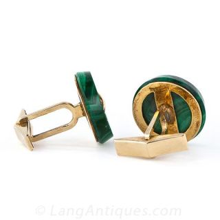 Malachite Button Cufflinks