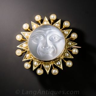 Man-in-the-Moonstone Sunburst Pin