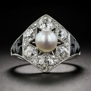 Marcus & Co. Natural Pearl, Black Onyx & Diamond Art Deco Ring - 1