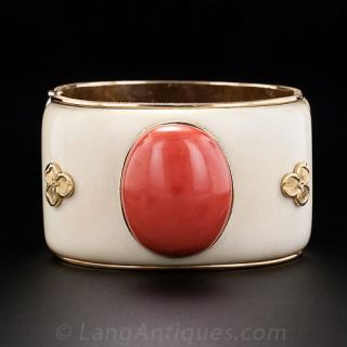 Mario Buccellati Coral and  Ivory  Bangle Bracelet