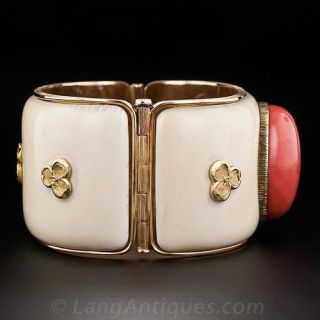 Mario Buccellati Coral and  Ivory  Bangle Bracelet