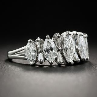 Marquise and Baguette Diamond Platinum Band