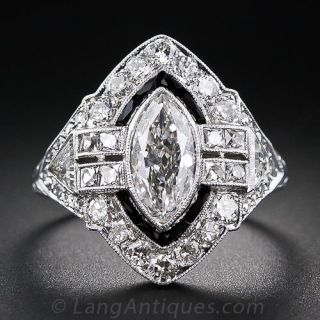 Marquise Diamond Art Deco Ring