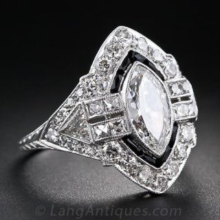 Marquise Diamond Art Deco Ring