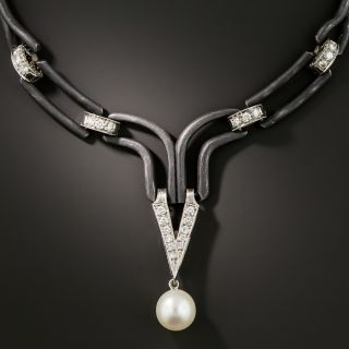 Marsh & Co. Black Steel, Diamond and Pearl Choker - 1