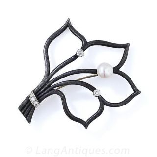 Marsh & Co. Blackened Steel Floral Brooch - 1
