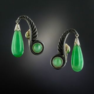 Marsh & Co. Jadeite and Blackened Steel Ear Clips - 2