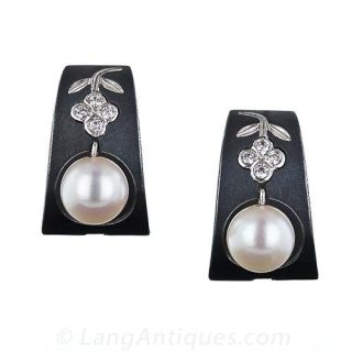 Marsh & Co. Steel, Pearl and Diamond Earrings - 1