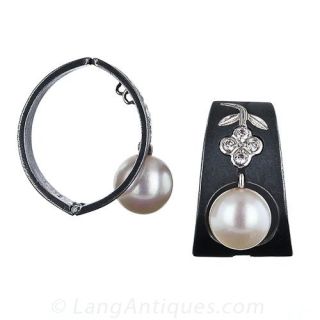 Marsh & Co. Steel, Pearl and Diamond Earrings
