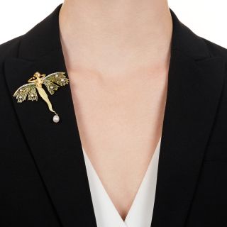 Masriera Nymph Plique a Jour Necklace/Brooch