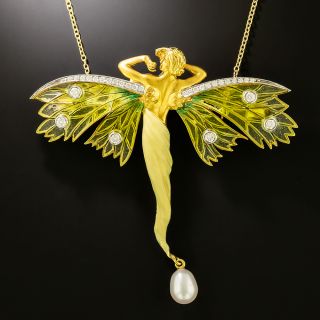 Masriera Plique-à-Jour Fairy Pendant Necklace/Brooch  - 4