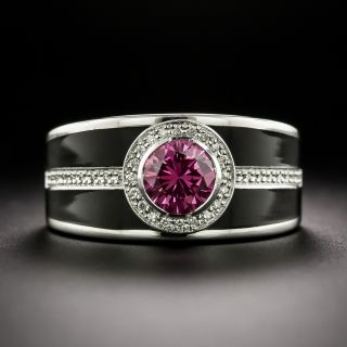 Mauboussin L'Oeuvre Noir Pink Sapphire, Diamond and Enamel Ring, Size 7 - 2