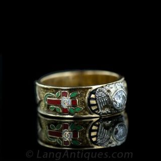 Men's Diamond and Enamel Masonic Ring