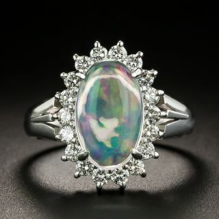 Mexican Jelly Opal and Diamond Halo Ring - 1