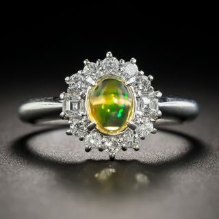 Mexican Opal Platinum and Diamond Ring