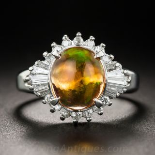 Mexican Opal Platinum Diamond Estate Ring