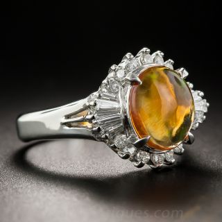 Mexican Opal Platinum Diamond Estate Ring