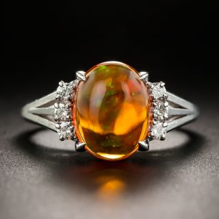 Mexican Opal Platinum Diamond Ring - 1