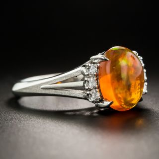 Mexican Opal Platinum Diamond Ring